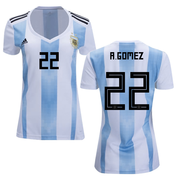 Women's Argentina #22 A.Gomez Home Soccer Country Jersey